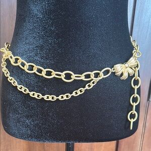 Vintage Gold Chain Belt with Bow Clasp
